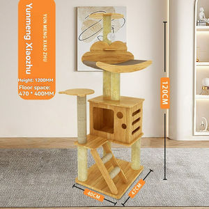 Arbre à <span class=keywords><strong>chat</strong></span> multi-niveaux en bois avec lit en rotin rotatif, grande maison pour <span class=keywords><strong>chat</strong></span>, échelle, jouet interactif avec balle pour chats d'intérieur - Product Image 5