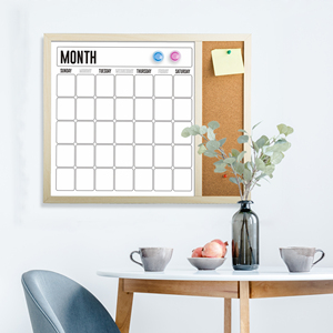 Magnetic Chalkboard Calendar 36" X 24" Black Boards for <strong>Walls</strong> Monthly <strong>Planner</strong> Board Bulletin Combo Board Wooden Frame - Product Image 3