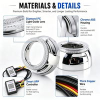 Accessoires de rétrofit pour phares de 3 pouces RA5D 95mm : Anneaux LED RGB Angel Eye avec mode de bienvenue et clignotants séquentiels