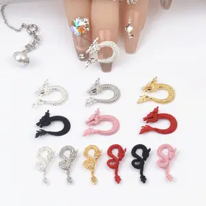 Trendy nail charms in bulk colorful nail dragon designs 2024 Chinese new year nail art accessories charms