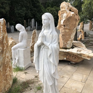 Estatua religiosa de mármol blanco, Estatua de la Virgen María en mármol blanco - Product Image 5