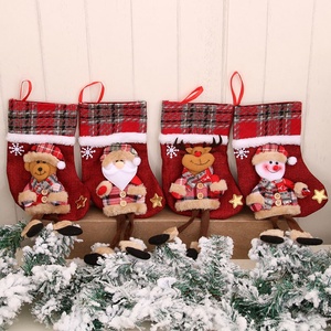 Weihnachtsdekoration Stoffstrumpf-Anhänger Puppen Dreidimensionale Jute-Socken Geschenktasche Langbeinige Strümpfe - Product Image 4