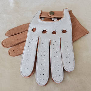 Fabricant Logo personnalisé Blanc Couleur Hommes Rétro Vintage Voiture Conduite <span class=keywords><strong>Moto</strong></span> Femmes Mode Peau de Cerf Voiture Conduite Gants en cuir - Product Image 2