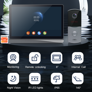 Vidéophone personnalisable avec logo, sonnette vidéo Tuya pour 1 <span class=keywords><strong>appartement</strong></span>, système d'interphone vidéo Tuya à marque privée - Product Image 2