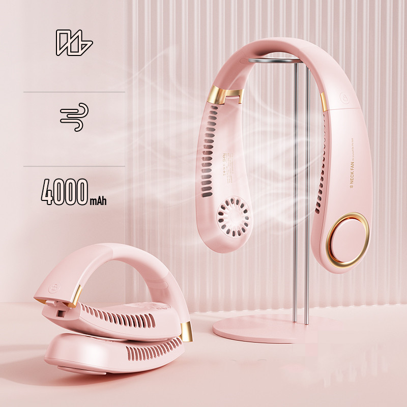 Hot Sale Neckband Wearable Air Cooling Fan Outdoor Mini Rechargeable Hanging Bladeless Neck Fan