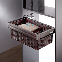Tiroir coulissant GALAXY pour armoire, fermeture douce, panier en rotin PVC, alliage d'aluminium, fixation murale, détachable, double amortisseur, rail