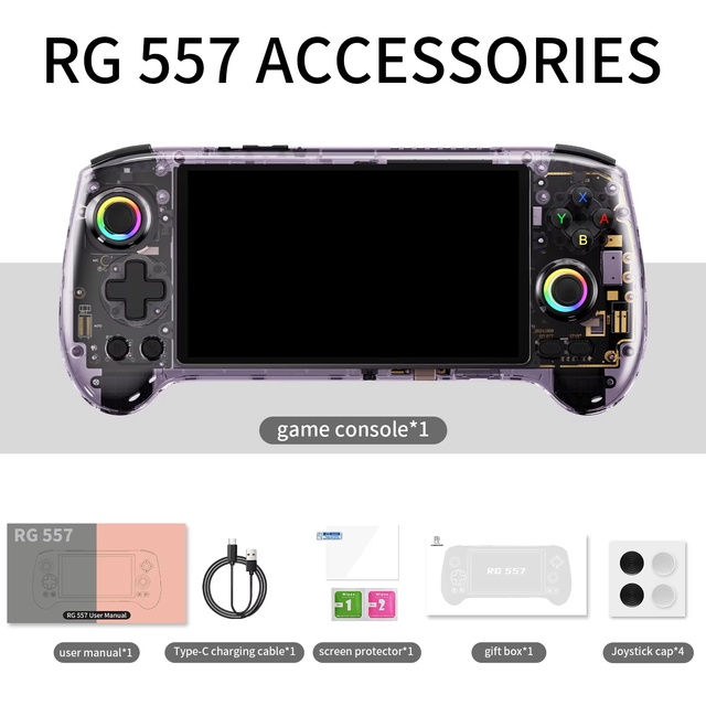 High Performance RG557 Portable Gaming Consoles Android 14 OLED HD Screen 256GB Games Device with Dual Joysticks