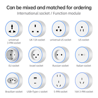 Adaptador de Enchufe Extraíble KSQ para Brasil/Italia/UE/Reino Unido/Rusia, 6 Tomas Metálicas, 32A, con Puerto USB, Interruptor, para Cocina y Oficina