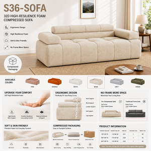 2-Sitzer Stoff-Modulsofa-Set mit Kompressionsschaum, <span class=keywords><strong>2m</strong></span> Knochenloses Faulenzersofa für Kleine Wohnungen, Schlafzimmer und Wohnzimmer - Product Image 2