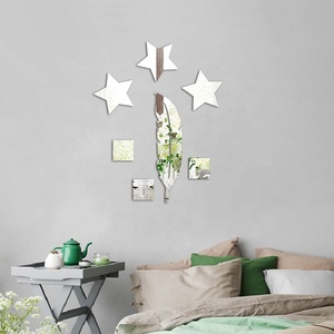 Vendita calda forma di stelle a forma di foglia autoadesivo da parete adesivo decorativo acrilico in plastica decorazione per la casa adesivo per specchio - Product Image 2