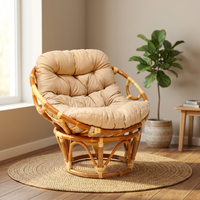 Ray Rock Papasan Chair Chaise longue en rotin pour salon et jardin Chaise élégante tissée à la main relaxante