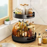 Étagère de rangement multifonctionnelle à 360 degrés, style moderne, double niveau, pour épices de cuisine, assaisonnement ménager