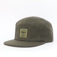 Gorras de lana cálidas al por mayor con parche de logo tejido personalizado, visera plana, ajustables, vintage, para hombre, verde oliva, para invierno y actividades al aire libre.