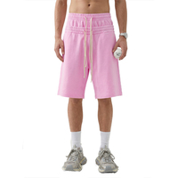 Shorts de sport pour hommes 100 % coton, style West Coast, double taille, motif flocon de neige vieilli, coupe ample en pur coton