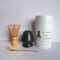 Emballage OEM/ODM 3 pièces fouet en bambou matcha avec support, ensembles de cuillères en bambou pour thé matcha