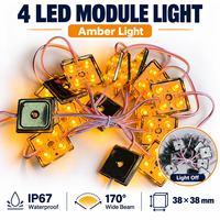 Module LED 4 LED 12V SMD2835 0.72W IP67 Étanche 38x38mm 170 Degrés Lumière Blanche Rouge Ambre pour Lettres Lumineuses Éclairage Latéral de Camion