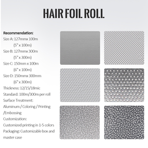 Wholesale Customizable Embossed <strong>Aluminum</strong> <strong>Foil</strong> Roll 320 Ft 12/15/18mic Eco-Friendly Salon Hair <strong>Coloring</strong> <strong>Foils</strong> - Product Image 2