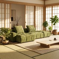 VONLIVA Modernes Minimalistisches Pixel-Retro Chenille-Stoff Holzrahmen L-förmiges Sofa-Set Schwarzes Ecksofa im Würfelstil mit Weicher Polsterung