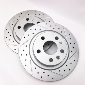 Disques de frein avant/arrière haute résistance au carbone et aux températures élevées, résistants à l'usure, ventilés, perforés et rainurés - Product Image 1