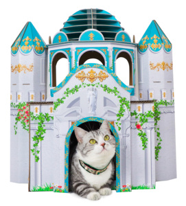Casa <span class=keywords><strong>para</strong></span> <span class=keywords><strong>Gatos</strong></span> <span class=keywords><strong>de</strong></span> Cartón Corrugado, Diseño <span class=keywords><strong>de</strong></span> <span class=keywords><strong>Castillo</strong></span> con Domo Azul y Adornos Dorados, <span class=keywords><strong>para</strong></span> <span class=keywords><strong>Gatos</strong></span> <span class=keywords><strong>de</strong></span> Interior, Suministro <span class=keywords><strong>de</strong></span> Juguetes <span class=keywords><strong>para</strong></span> Mascotas al por Mayor - Product Image 1