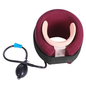 Collarín inflable rojo para cuello, dispositivo de tracción cervical manual portátil para uso doméstico, masaje de salud - Product Image 1