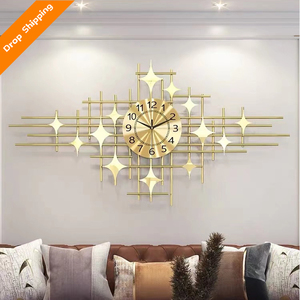 Jam Dinding Lampu Eropa untuk Rumah, Lampu Kreatif Atmosfer Besi Latar Belakang TV Liontin Dekorasi Dinding - Product Image 1