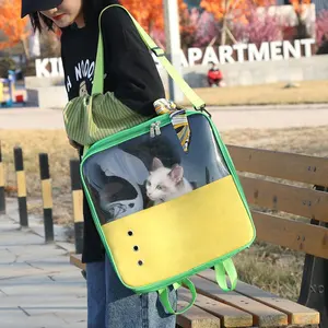 Mochila transportadora transparente para mascotas, bolsa de transporte para perros y gatos, transpirable, a la moda, para viajar