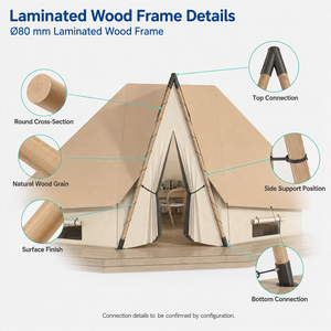 Resort Accommodation Glamping <b>Tent</b> With 80mm Laminated Wood Frame and 850g PVC Canopy for Custom Hotel Projects YX-12 YX-12 Natu - Product Image 3