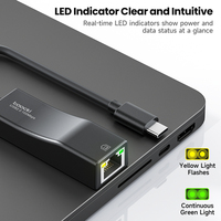 Toocki portatile tipo-C adattatore Ethernet veloce 100Mbps connessione cablata senza Driver con LED per Internet stabile