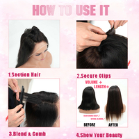 Extension de cheveux humains Remy indiens en forme de U, invisible, à clipser, 100 % cheveux naturels, intégration parfaite, postiche en forme de V