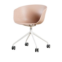 Fauteuil de salon de bureau pivotant à bras en plastique blanc nordique avec roulettes, design moderne extérieur