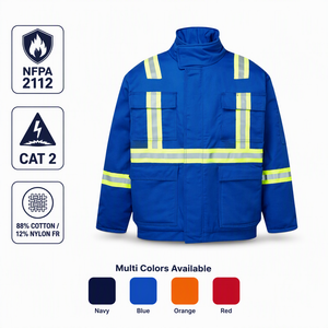 เสื้อแจ็คเก็ตกันไฟสะท้อนแสงแบบกันไฟฟ้าสถิตย์ รุ่น NFPA 2112 CAT 2 Hi Vis สำหรับฤดูหนาว เหมาะสำหรับงานนิรภัยในอุตสาหกรรมน้ำมัน แก๊ส และก่อสร้าง - Product Image 1