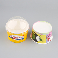 Crème glacée en papier à emporter avec couvercles blanc et bol logo personnalisé Gobelets contenants de crème glacée à dôme en carton imprimable jetable