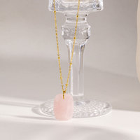 Collier en acier inoxydable 316 plaqué or 14k 18k, résistant à l'eau et inaltérable, avec pierres naturelles de jade et cristaux, pour femme