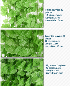 12 Brins Artificielle Feuille <span class=keywords><strong>De</strong></span> Lierre Plantes Vigne Suspendus Guirlande Faux Fleur Feuillage Feuilles <span class=keywords><strong>De</strong></span> Raisin <span class=keywords><strong>Verdure</strong></span> Chaîne Mur Plafond Décor - Product Image 2