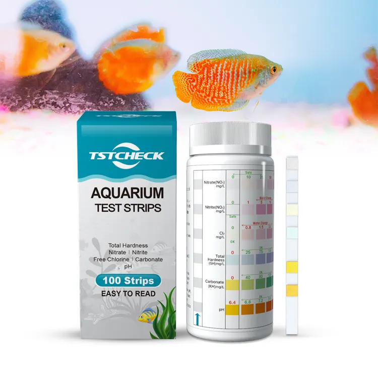 Kit d'aquariums 6 en 1, 100 bandes de Test d'eau, pour réservoir de poissons d'eau douce, étang de poissons