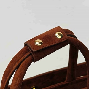 Factory Custom Vintage Suede Tote Bags Spacious Dual Carry Handbags With Custom Logo Low MOQ - Product Image 5