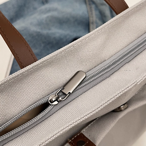 Bán buôn tùy chỉnh màu nâu vải Tote Túi Hoa Dại hình thoi thiết kế cá nhân Hoa mô hình dây kéo vai đóng cửa tay - Product Image 5