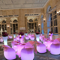 Ensemble de table et chaises LED portables en plastique PE, rechargeables, étanches et écologiques, pour mobilier de bar extérieur et de salle à manger, idéal pour les clubs de nuit modernes.