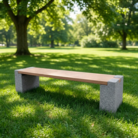 Banc de jardin moderne en HDPE avec cadre en marbre, durable et écologique, 3 places, pour parc et jardin