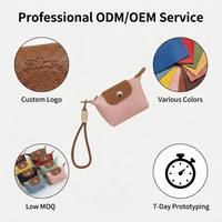 Petit sac à dumplings uni personnalisé avec logo, faible MOQ, petit portefeuille à fermeture éclair en PU, porte-monnaie, porte-cartes, étui pour écouteurs, porte-clés