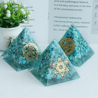 Toptan turkuaz orgon piramidi metin ile feng shui süsler meditasyon enerji kule piramit kristal