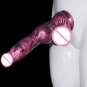 NNSX Internal Glow Dog Big Knot <b>Dildo</b> With Sucker Two Huge Egg Striped Design Butt Plug Adult Sexual Fantasy Products Sex Shop - Product Image 3