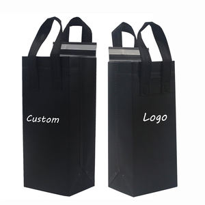 Подгонянная маленькая бутылка вина с теплоизоляцией сумка-холодильник Нетканая сумка для доставки экологически чистая бутылка изолированная сумка для вина - Product Image 1