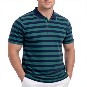 Camisetas Polo a Rayas para Hombre, Suaves, 100% Mezcla de Algodón, Manga Corta, Corte Atlético, Cuello Golf, para Verano - Product Image 1