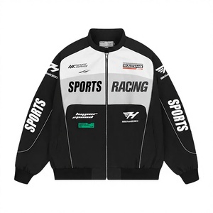 Blousons universitaires unisexes de motard et de moto, neufs, personnalisés, de haute qualité, style streetwear, pour l'extérieur, couleur unie, vente en gros - Product Image 3