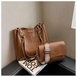 Conjunto de 2 piezas de bolso de hombro de gran capacidad, impermeable, de piel sintética. - Product Image 1