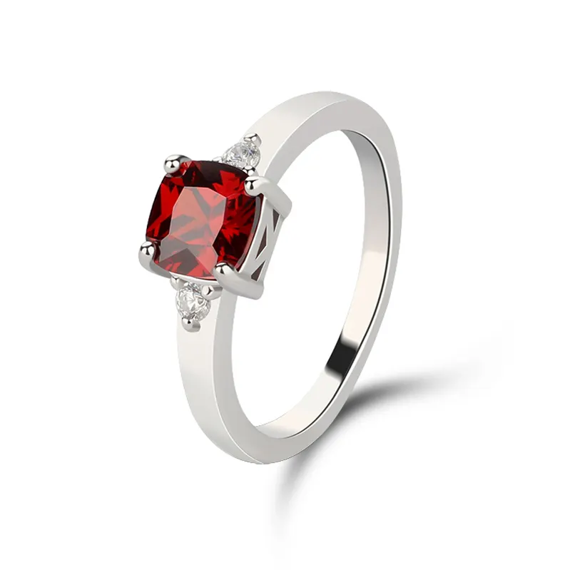 Großhandel Custom Luxus frauen Engagement Ring 925 Sterling Silber Jahrestag Granat 925 Sterling Silber Ring