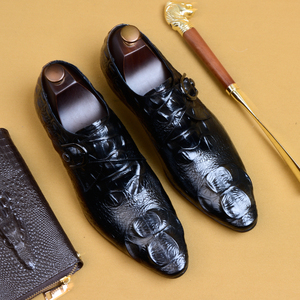 Chaussures d'affaires de style britannique pour hommes, motif crocodile, cuir de vache véritable, design à boucle, chaussures habillées formelles, nouvelle collection - Product Image 5