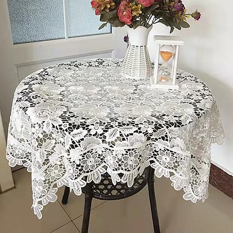 Lacy-esterilla de mesa con bordado retro idílico, tapete cuadrado para cubertería, bordado hueco, artesanía, tamaño grande